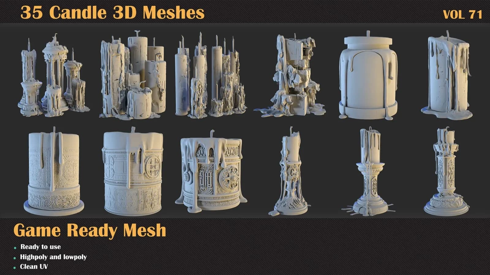 35 Candle 3D Meshes — VOL 71 — preview 4