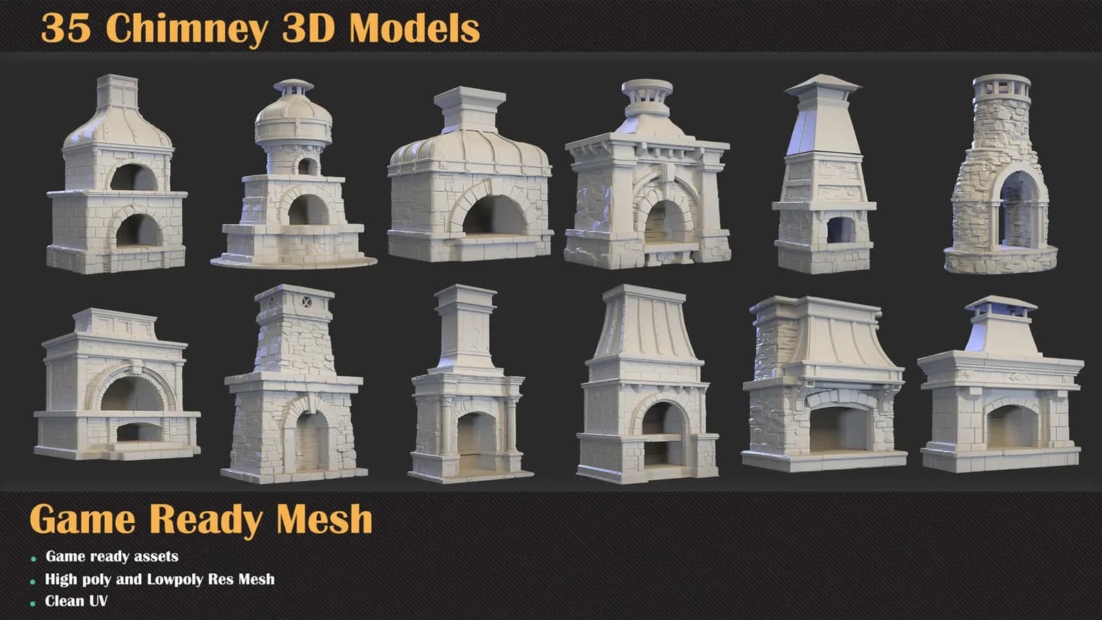 35 Chimney 3D Models — VOL 67 — preview 3