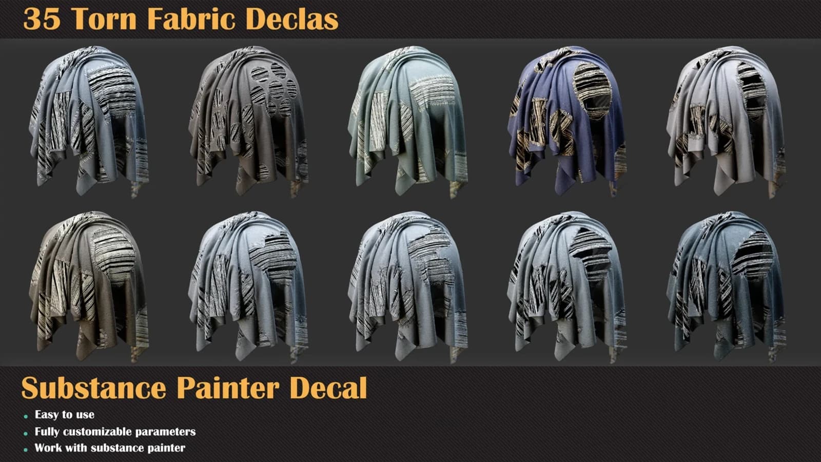 35 Torn Fabric Substance Decals — preview 2