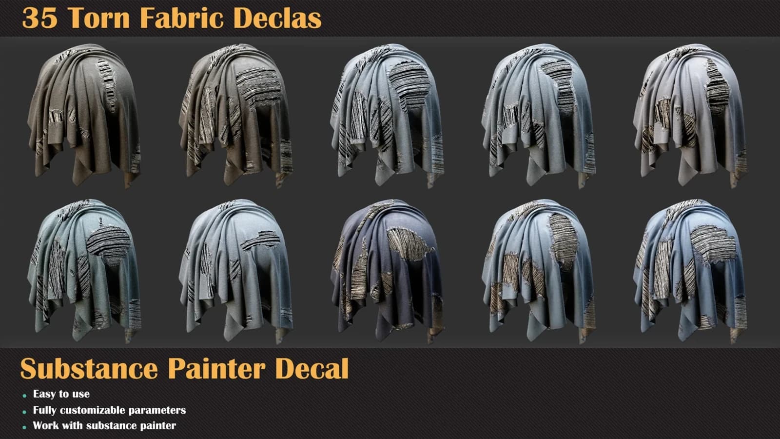 35 Torn Fabric Substance Decals — preview 3