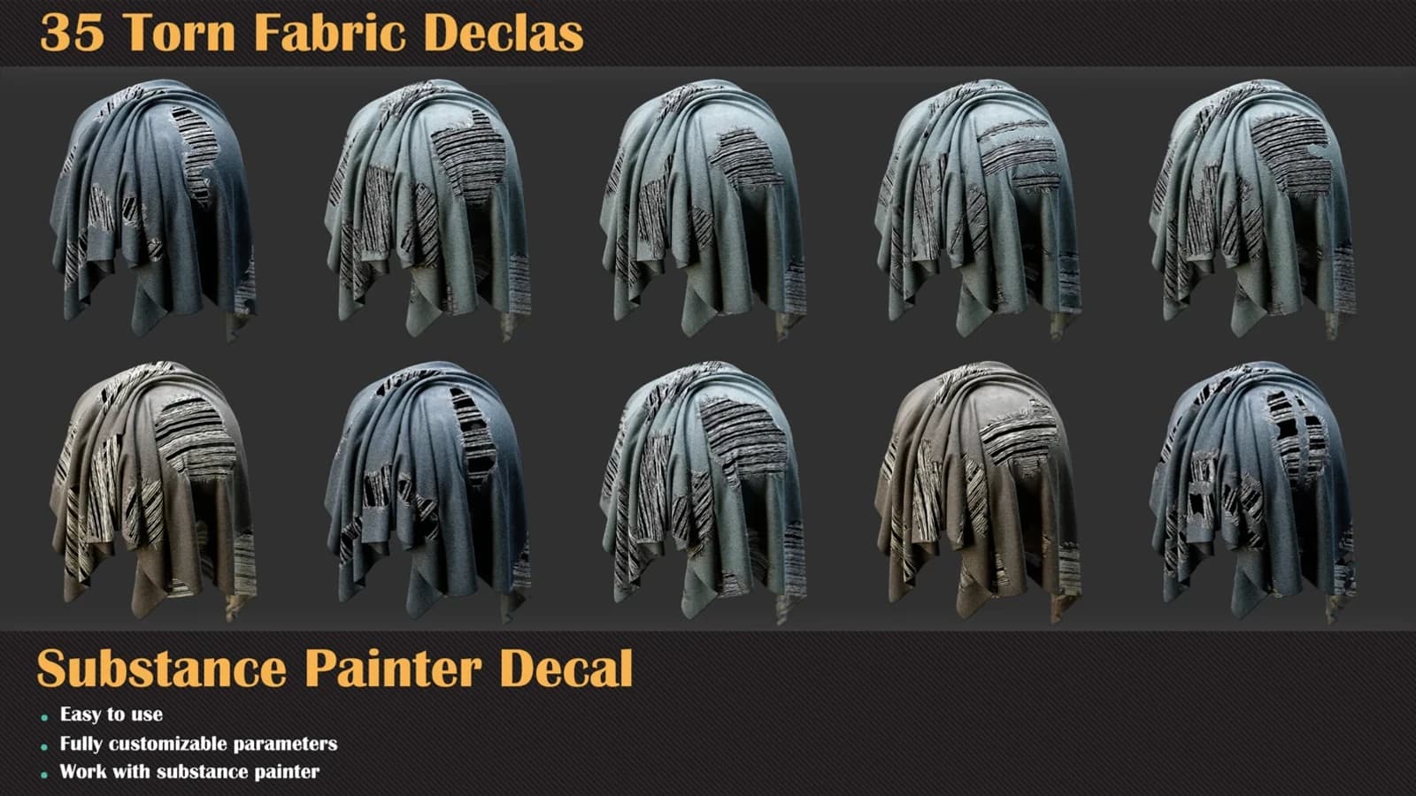 35 Torn Fabric Substance Decals — preview 4