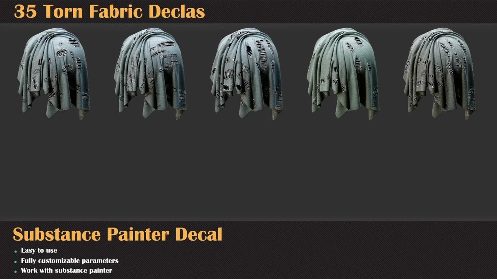 35 Torn Fabric Substance Decals — preview 5