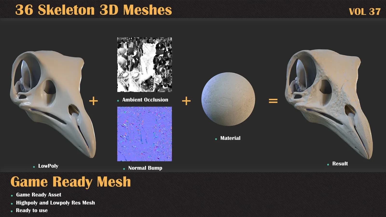 36 Skeleton 3D Meshes — VOL 37 — preview 3