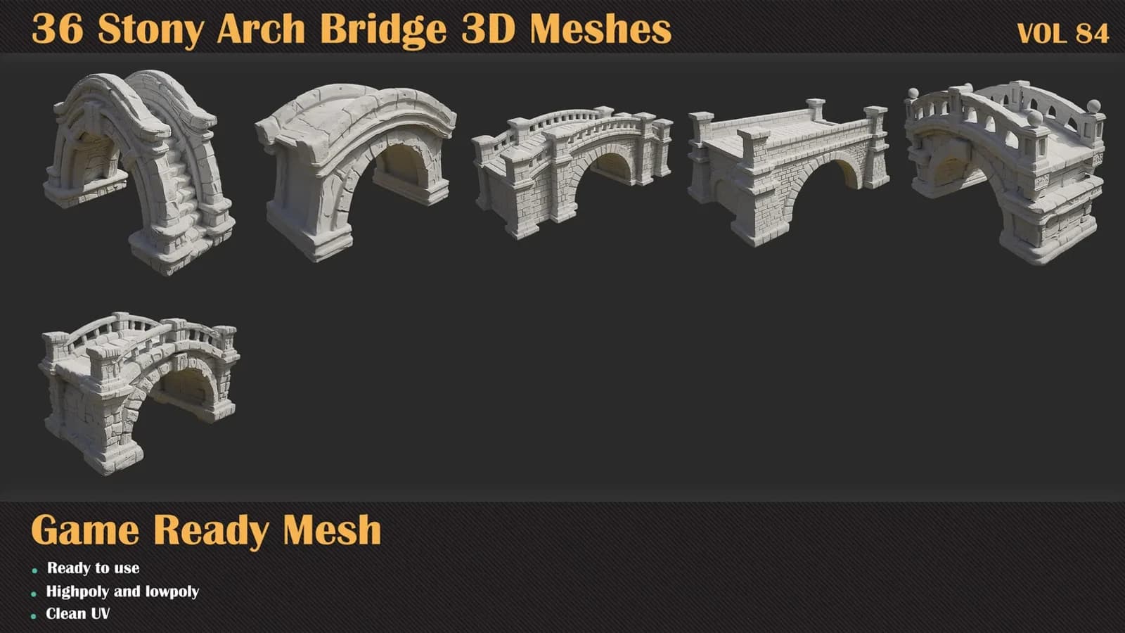 36 Stony Arch Bridge 3D Meshes — VOL 84 — preview 7