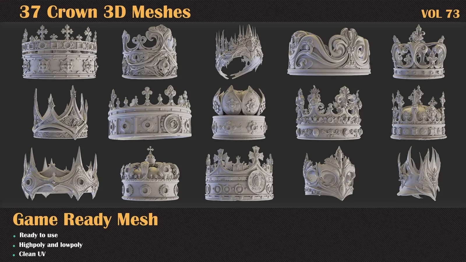 37 Crown 3D Meshes — VOL 73 — preview 5