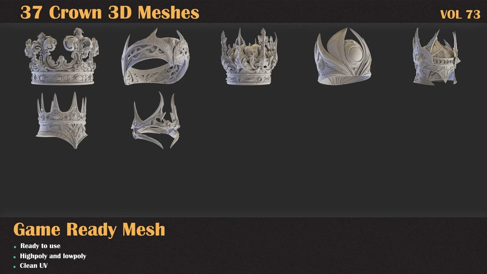 37 Crown 3D Meshes — VOL 73 — preview 6