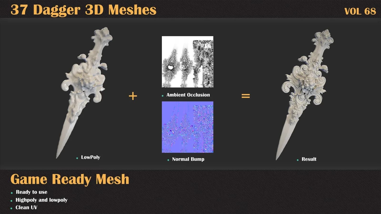 37 Dagger 3D Meshes — VOL 68 — preview 2