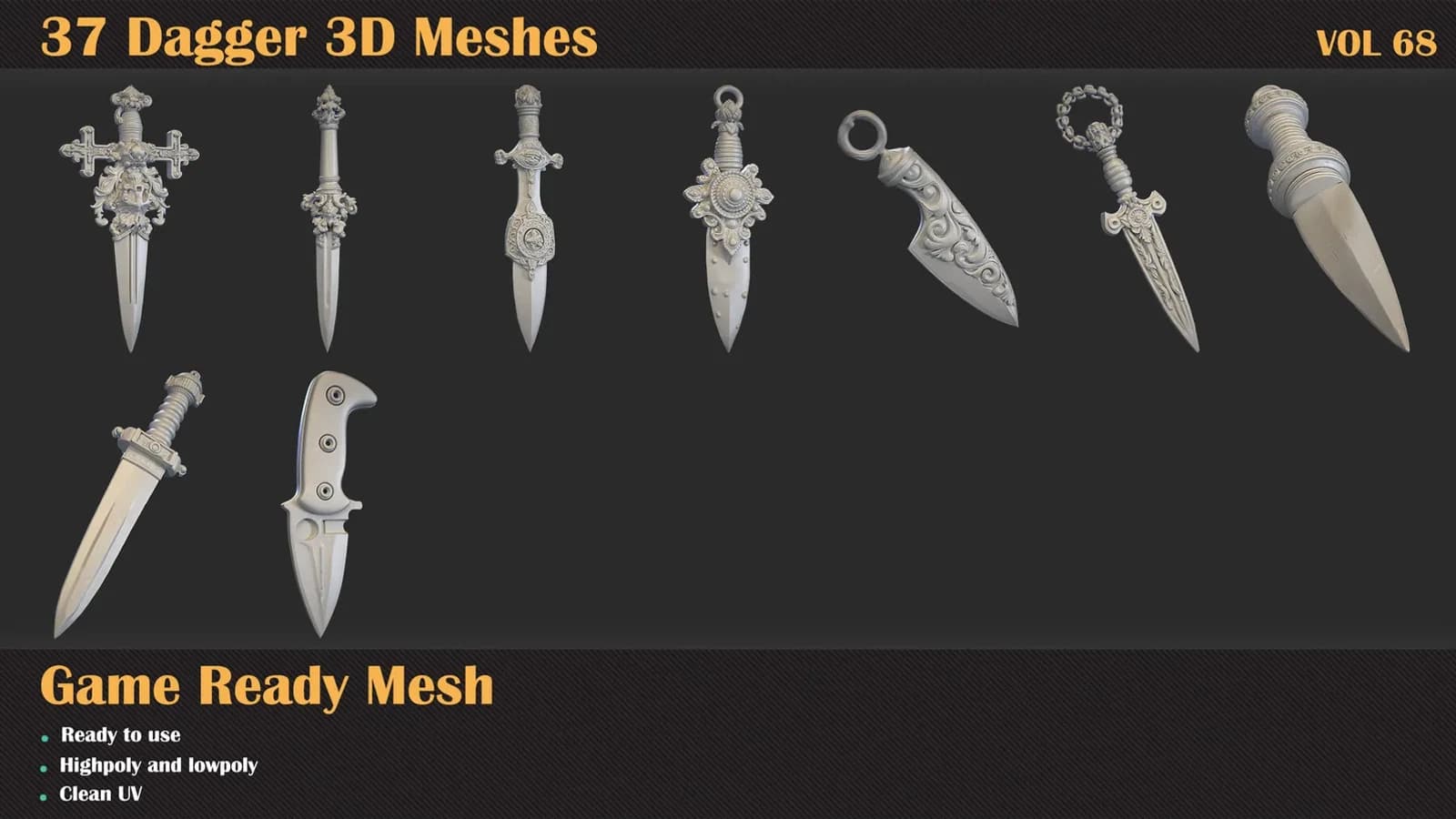 37 Dagger 3D Meshes — VOL 68 — preview 5