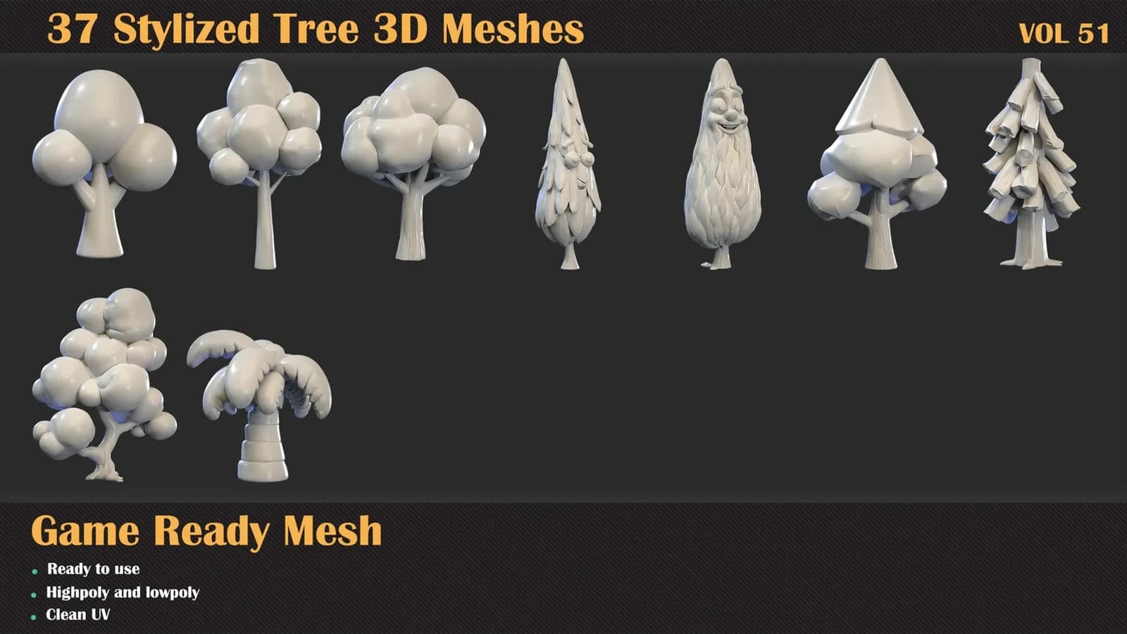 37 Stylized Tree 3D Meshes — VOL 51 — preview 5