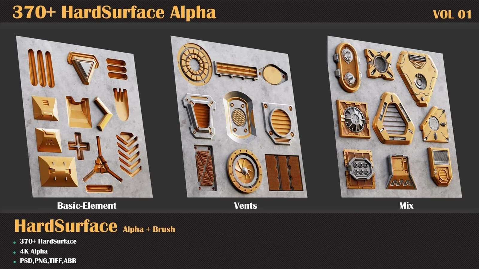370+ HardSurface Alpha — VOL 01 — preview 2