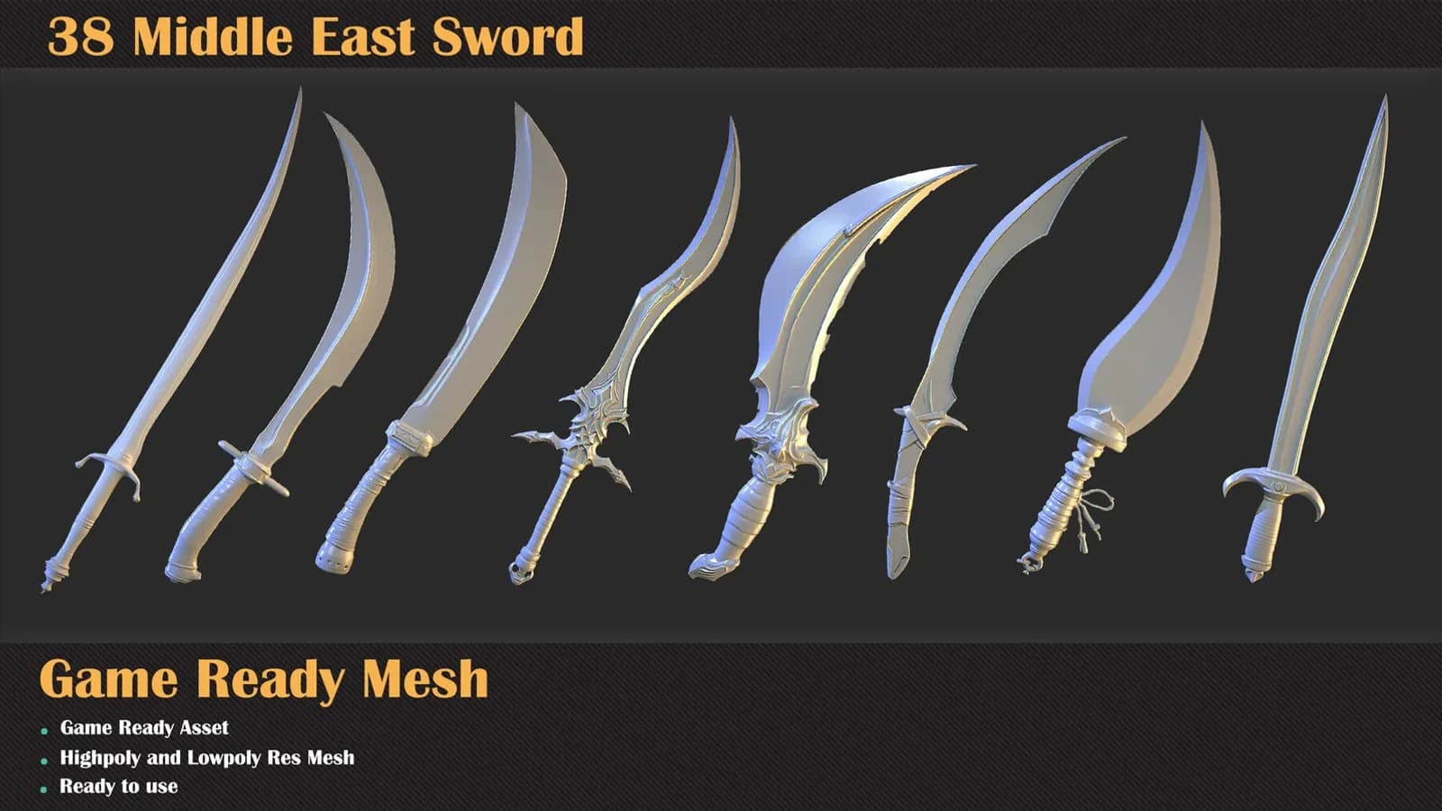38 Middle East Sword 3D Meshes — VOL 42 — preview 5