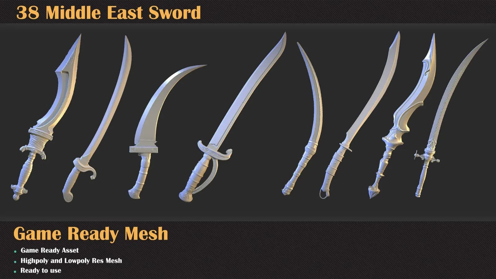38 Middle East Sword 3D Meshes — VOL 42 — preview 7