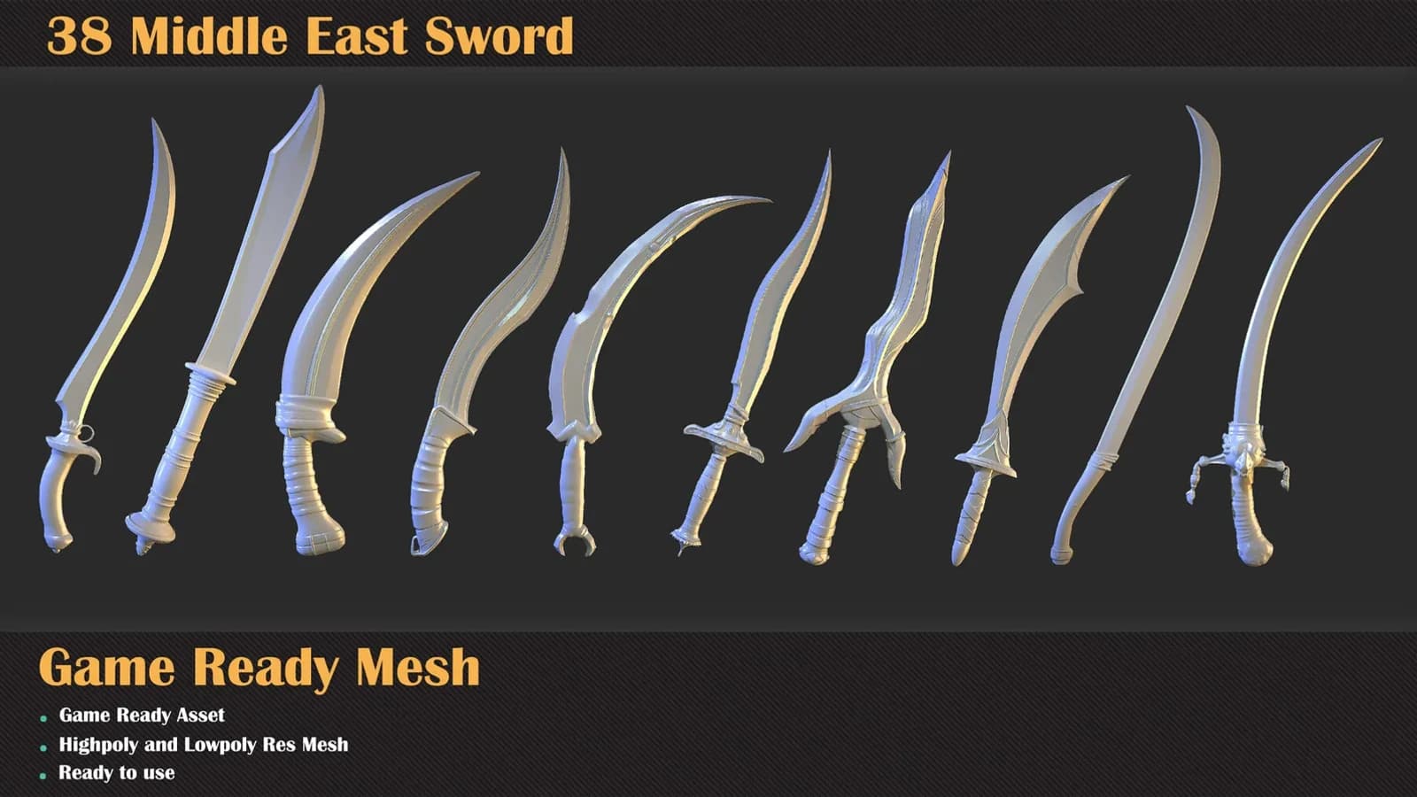 38 Middle East Sword 3D Meshes — VOL 42 — preview 8