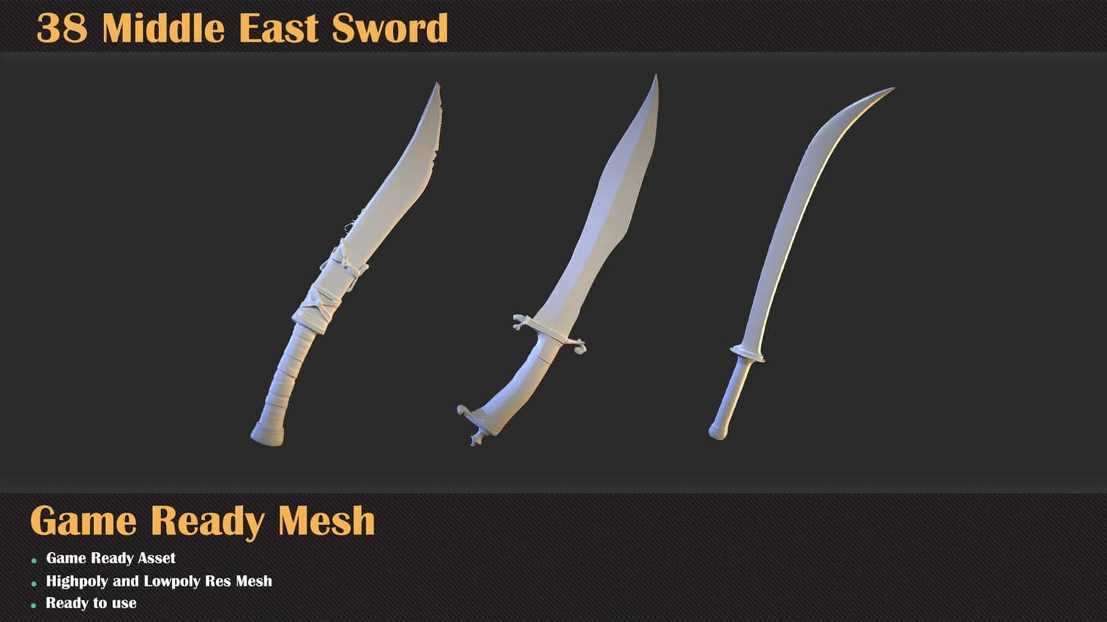 38 Middle East Sword 3D Meshes — VOL 42 — preview 9