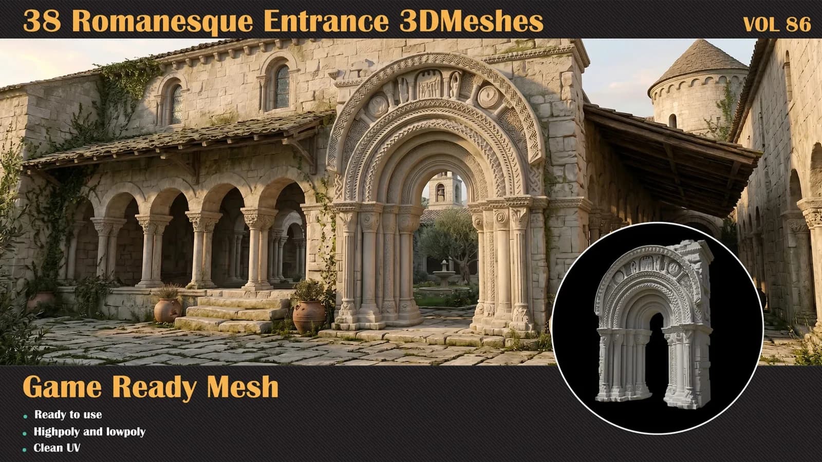 38 Romanesque Entrance 3D Meshes — VOL 86 — preview 2