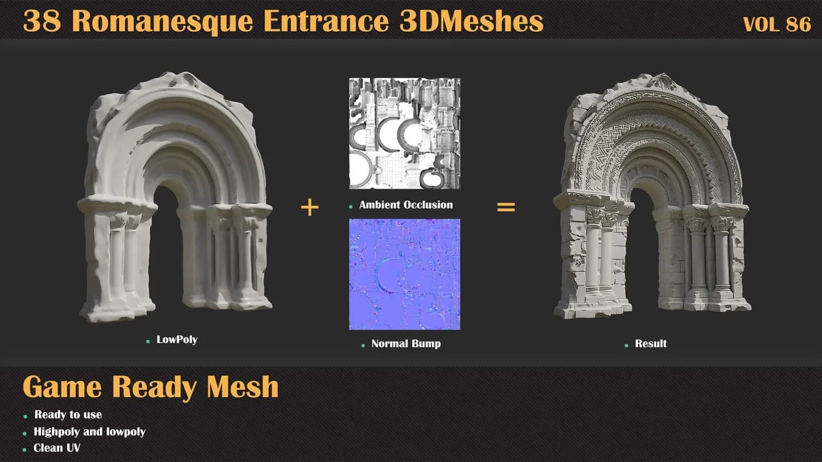 38 Romanesque Entrance 3D Meshes — VOL 86 — preview 3