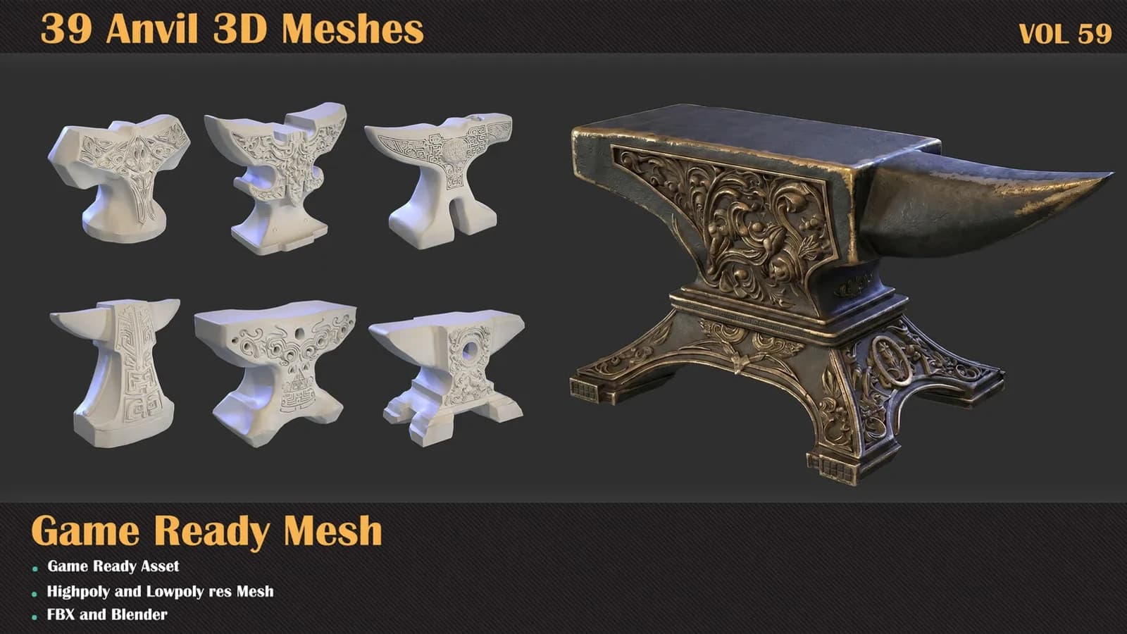 39 Anvil 3D Meshes — VOL 59