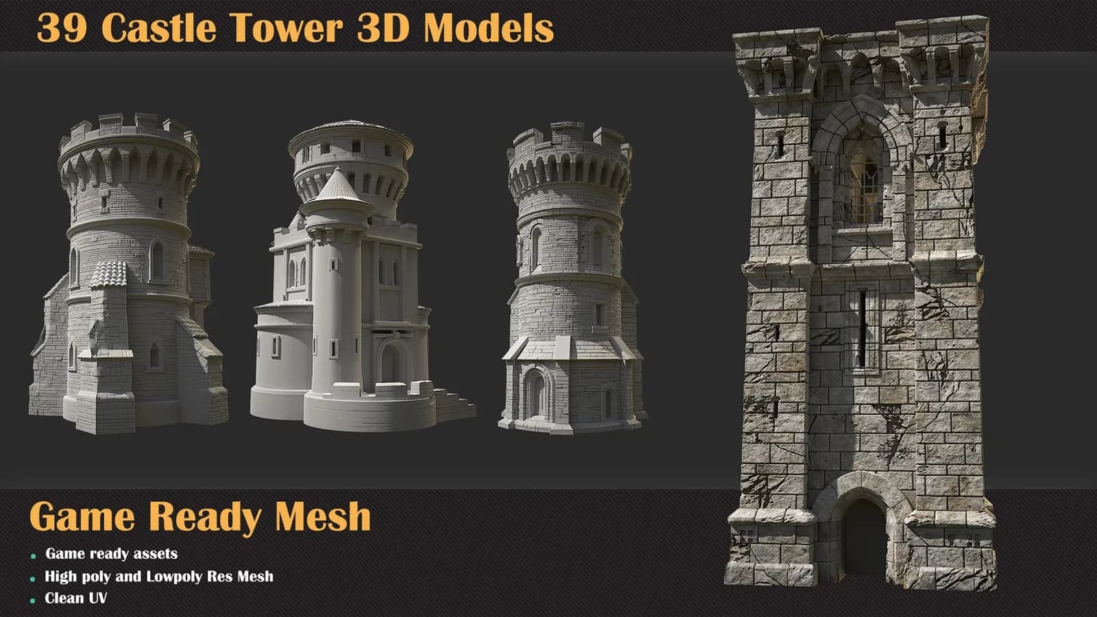 39 Castle Tower 3D Models — VOL 66