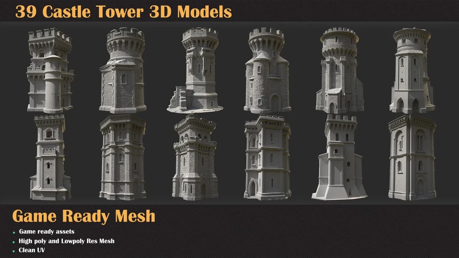 39 Castle Tower 3D Models — VOL 66 — preview 4