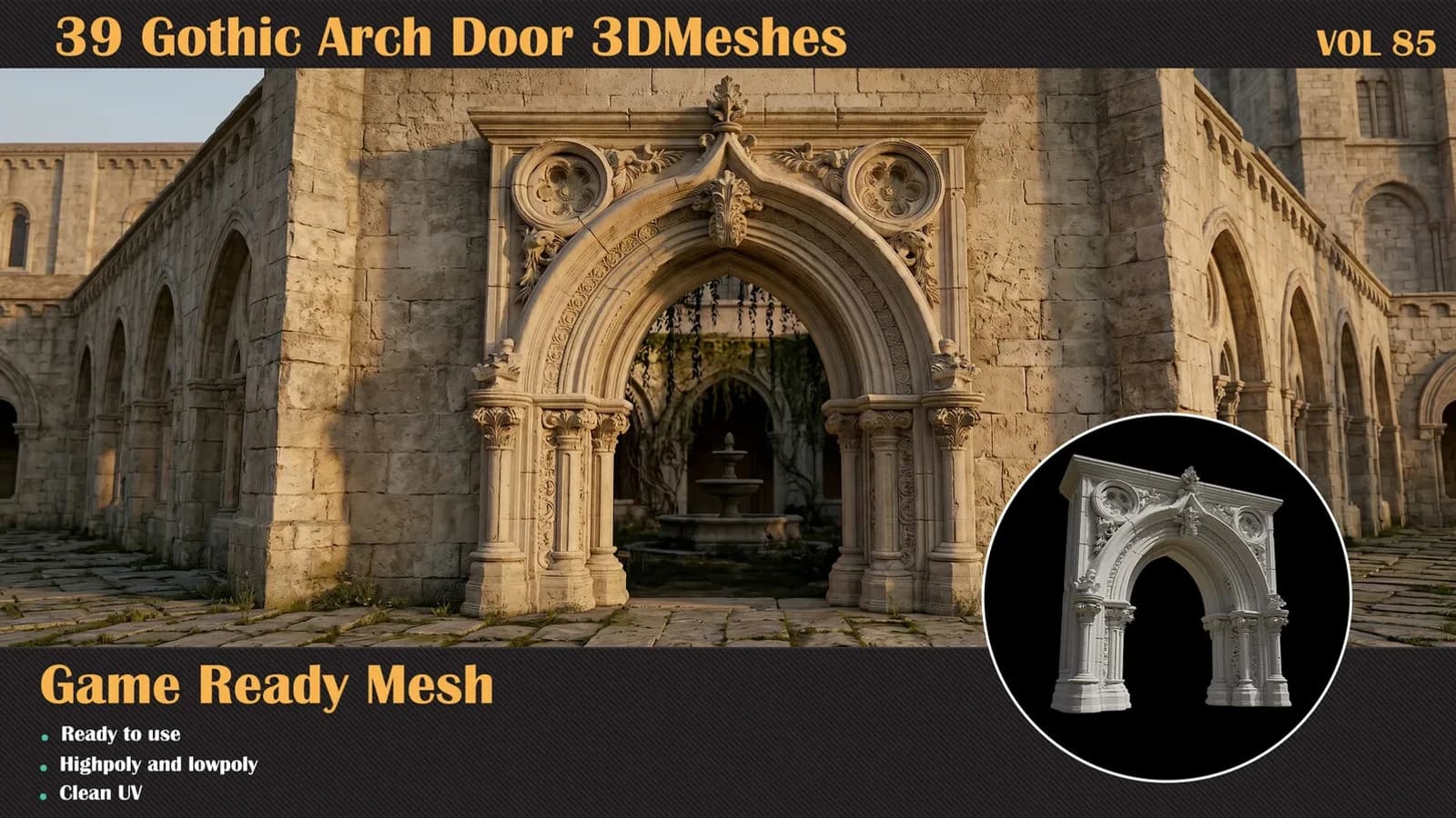 39 Gothic Arch Door 3D Meshes — VOL 85 — preview 2