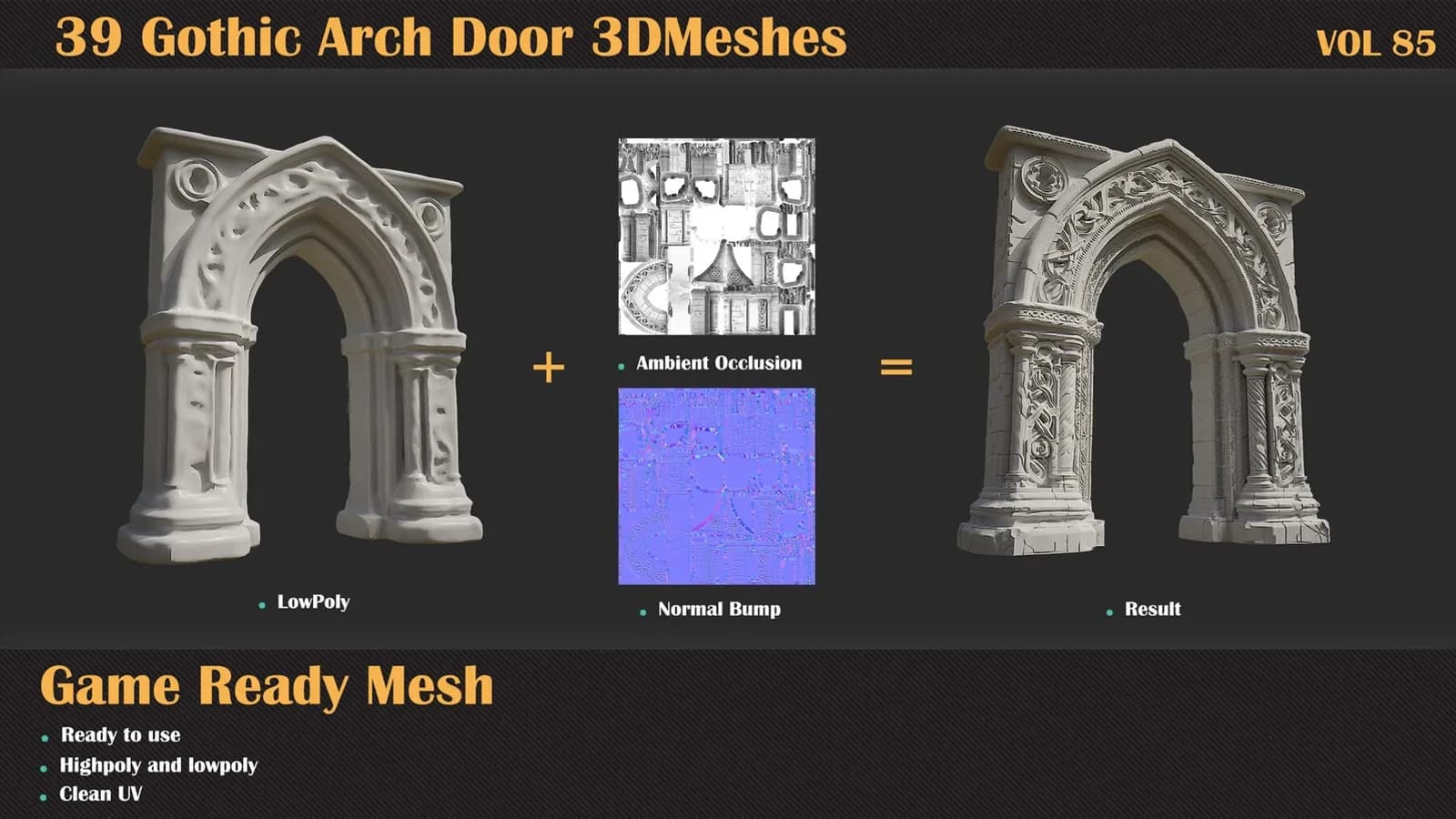 39 Gothic Arch Door 3D Meshes — VOL 85 — preview 3