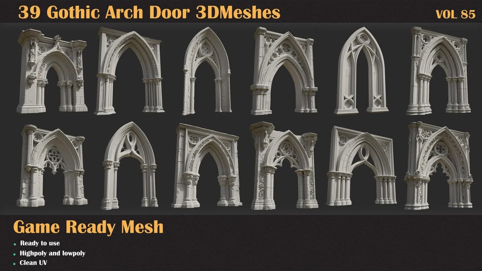 39 Gothic Arch Door 3D Meshes — VOL 85 — preview 4