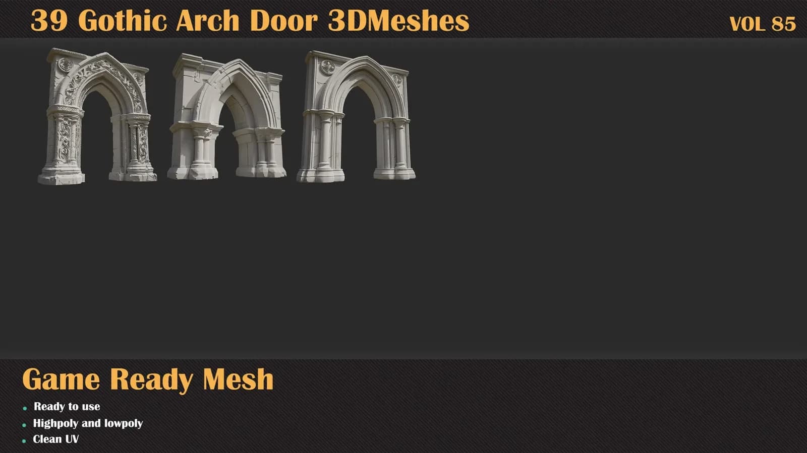 39 Gothic Arch Door 3D Meshes — VOL 85 — preview 7