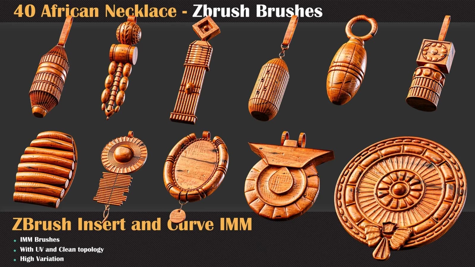 40 African Necklace ZBrush IMM Brushes — preview 2