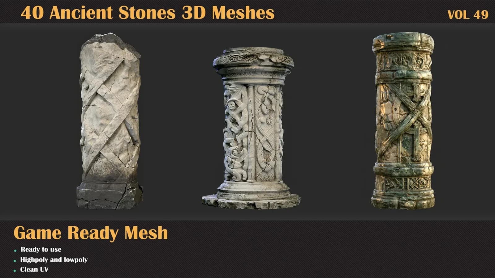 40 Ancient Stones 3D Meshes — VOL 49 — preview 2