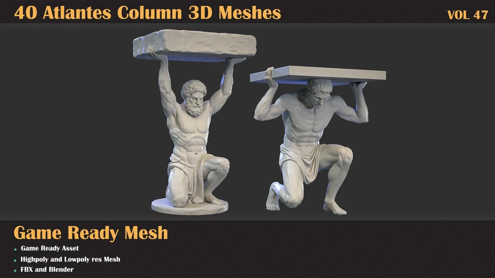 40 Atlantes Column 3D Meshes — VOL 47 — preview 10