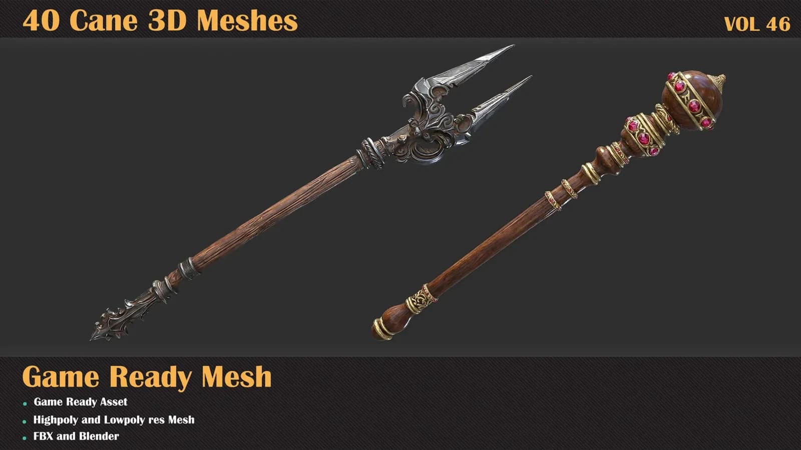 40 Cane 3D Meshes — VOL 46 — preview 2