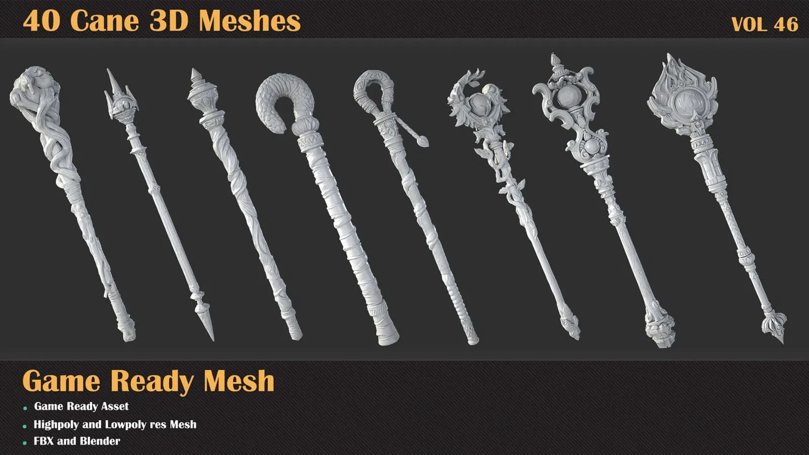 40 Cane 3D Meshes — VOL 46 — preview 6