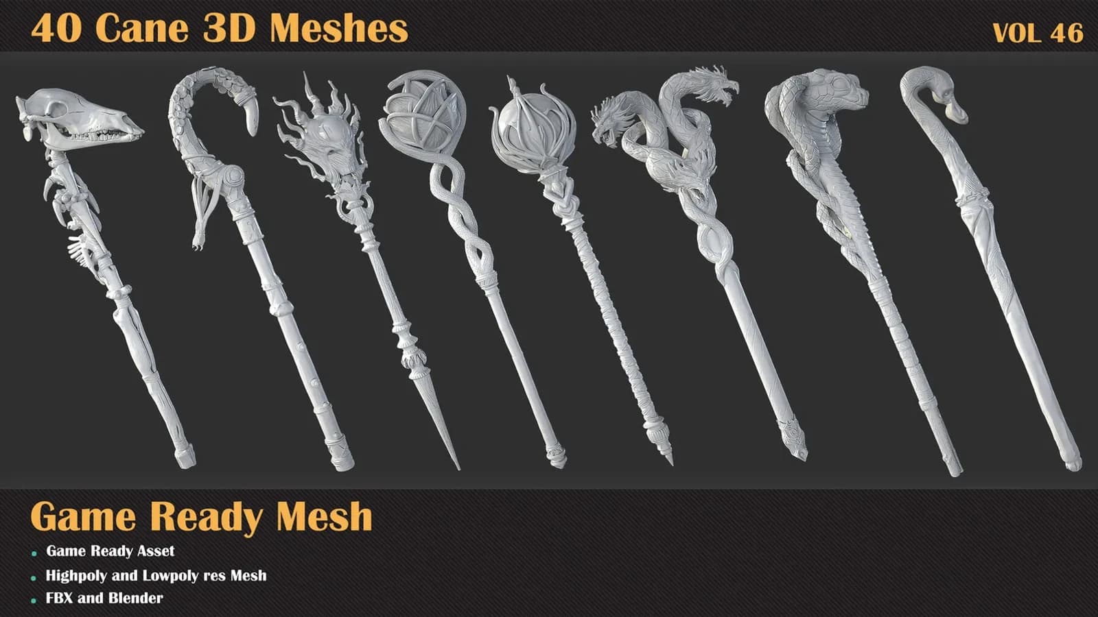 40 Cane 3D Meshes — VOL 46 — preview 7