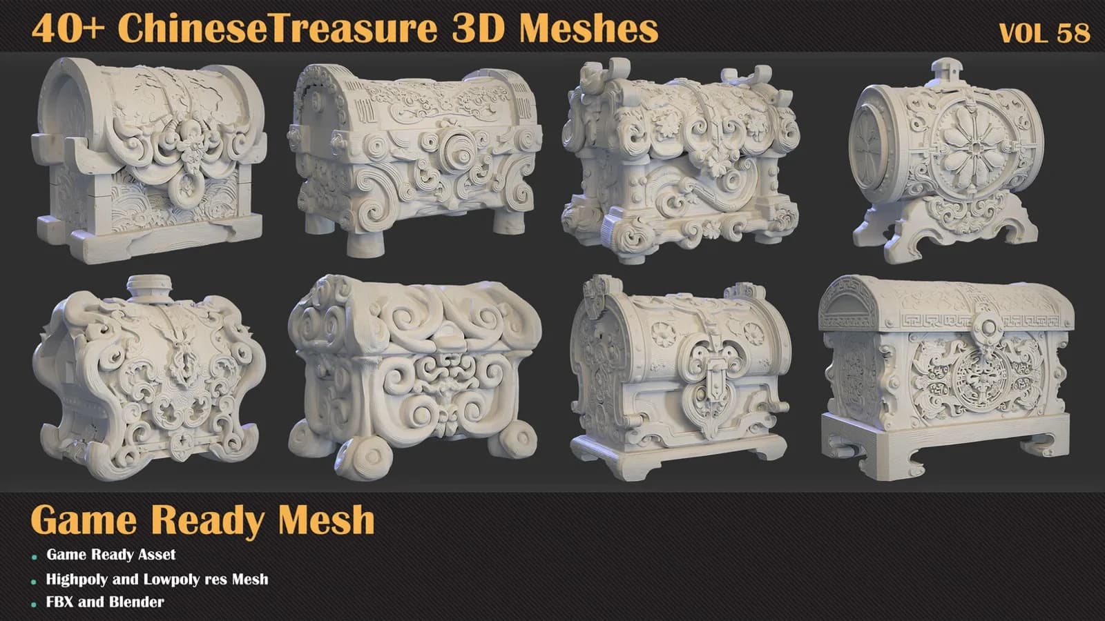 40+ Chinese Treasure 3D Meshes — VOL 58 — preview 4