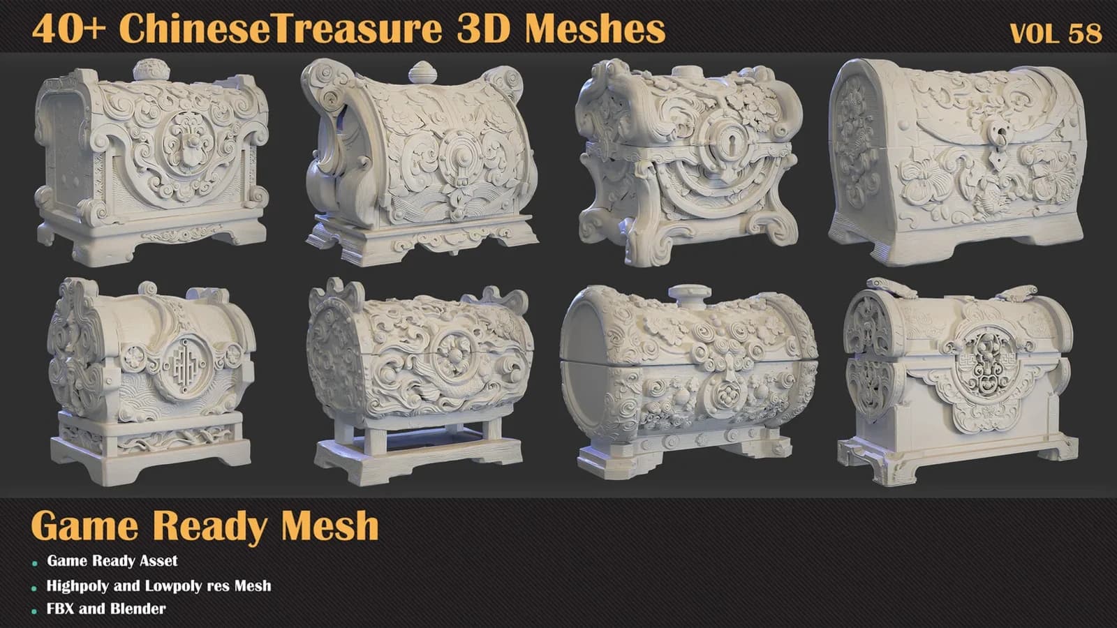 40+ Chinese Treasure 3D Meshes — VOL 58 — preview 5