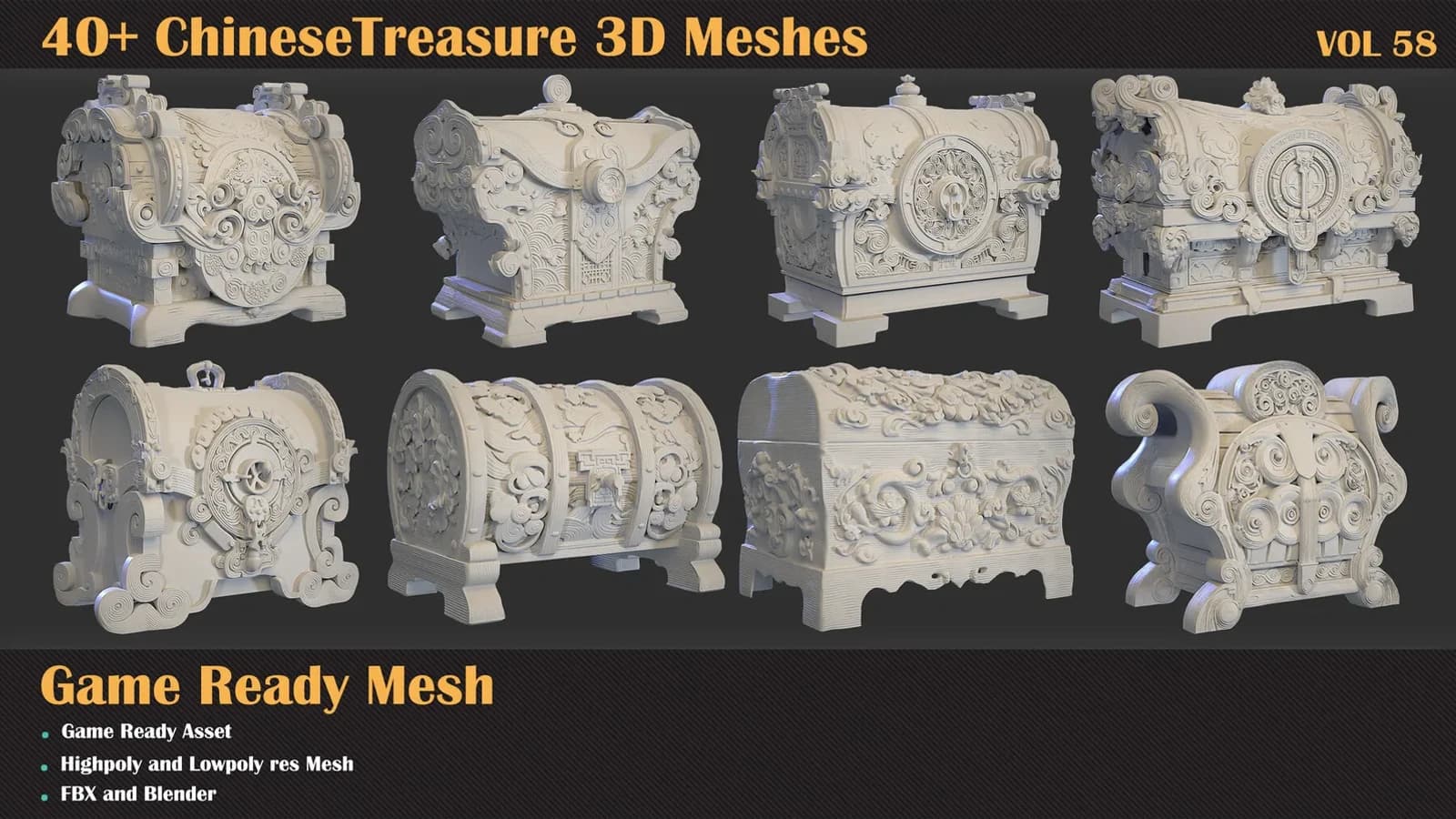 40+ Chinese Treasure 3D Meshes — VOL 58 — preview 7