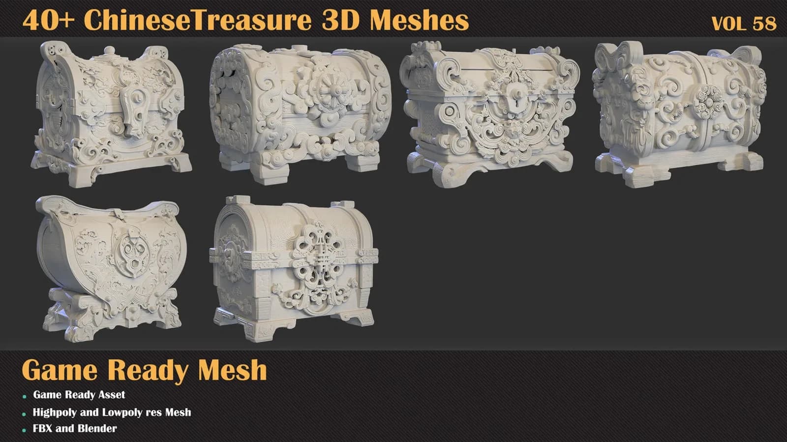 40+ Chinese Treasure 3D Meshes — VOL 58 — preview 8