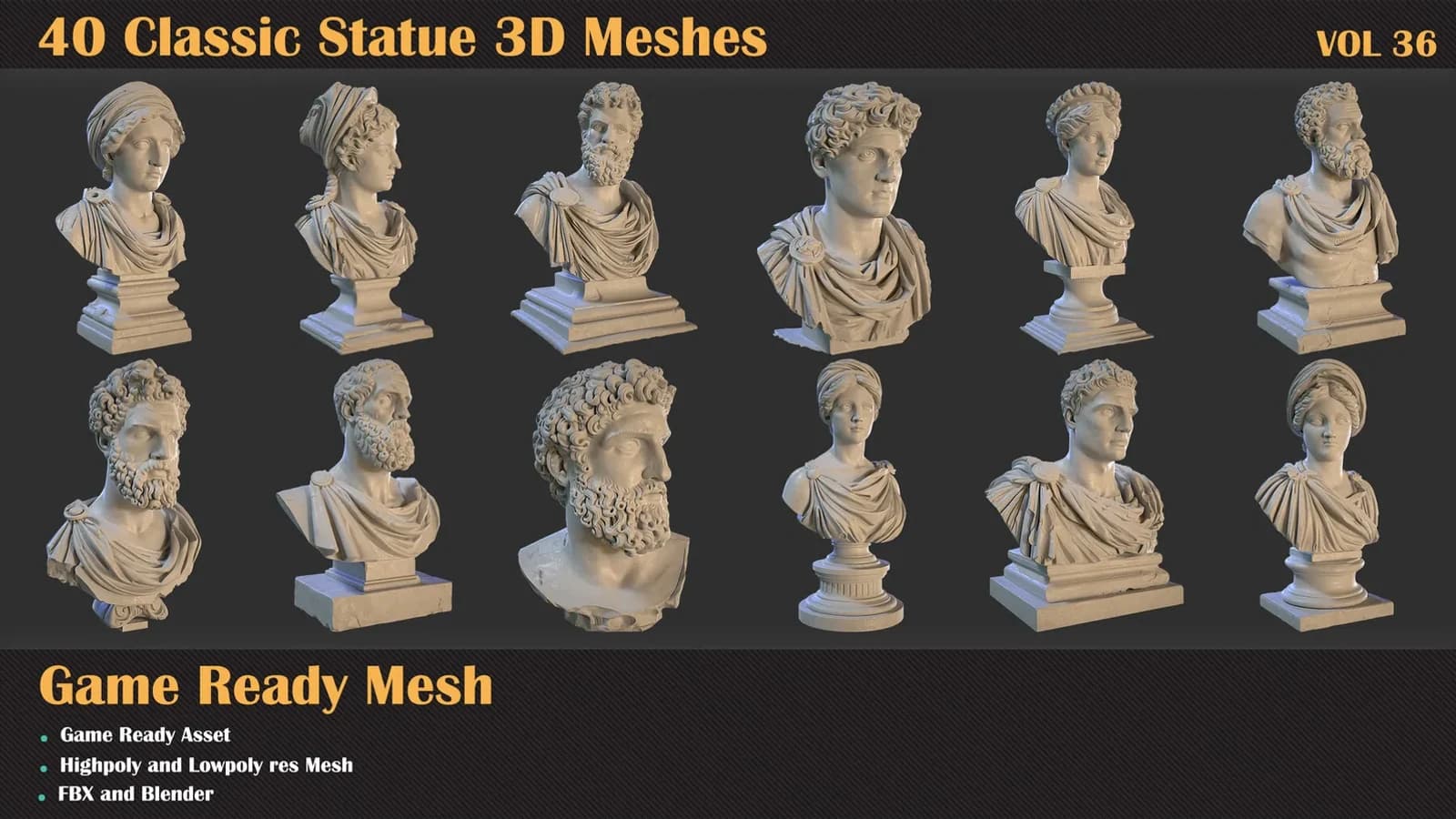 40 Classic Statue 3D Meshes — VOL 36 — preview 4