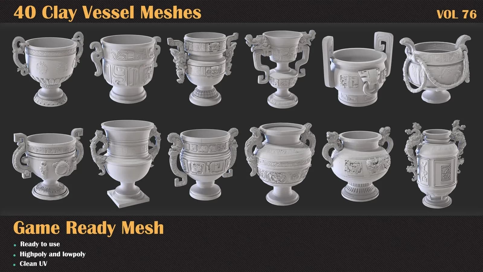 40 Clay Vessel 3D Meshes — VOL 76 — preview 4