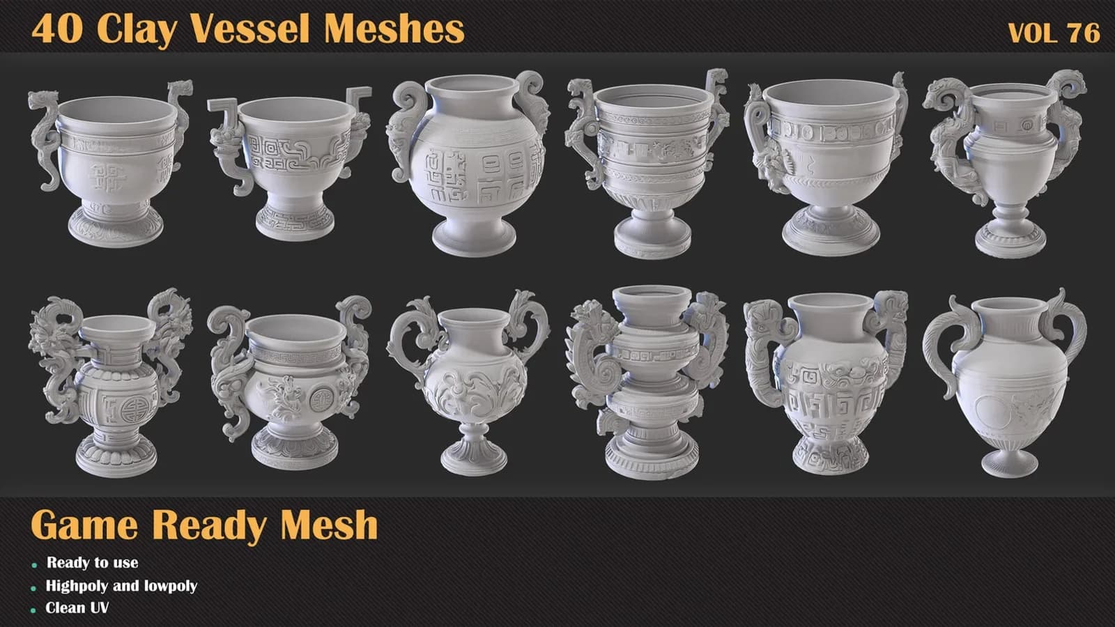40 Clay Vessel 3D Meshes — VOL 76 — preview 6