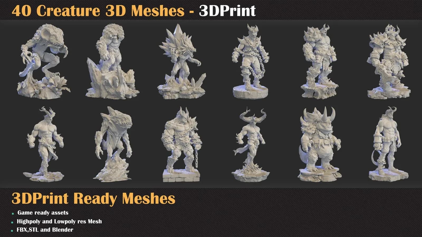 40 Creature 3D Meshes – 3D Print — VOL 07 — preview 2