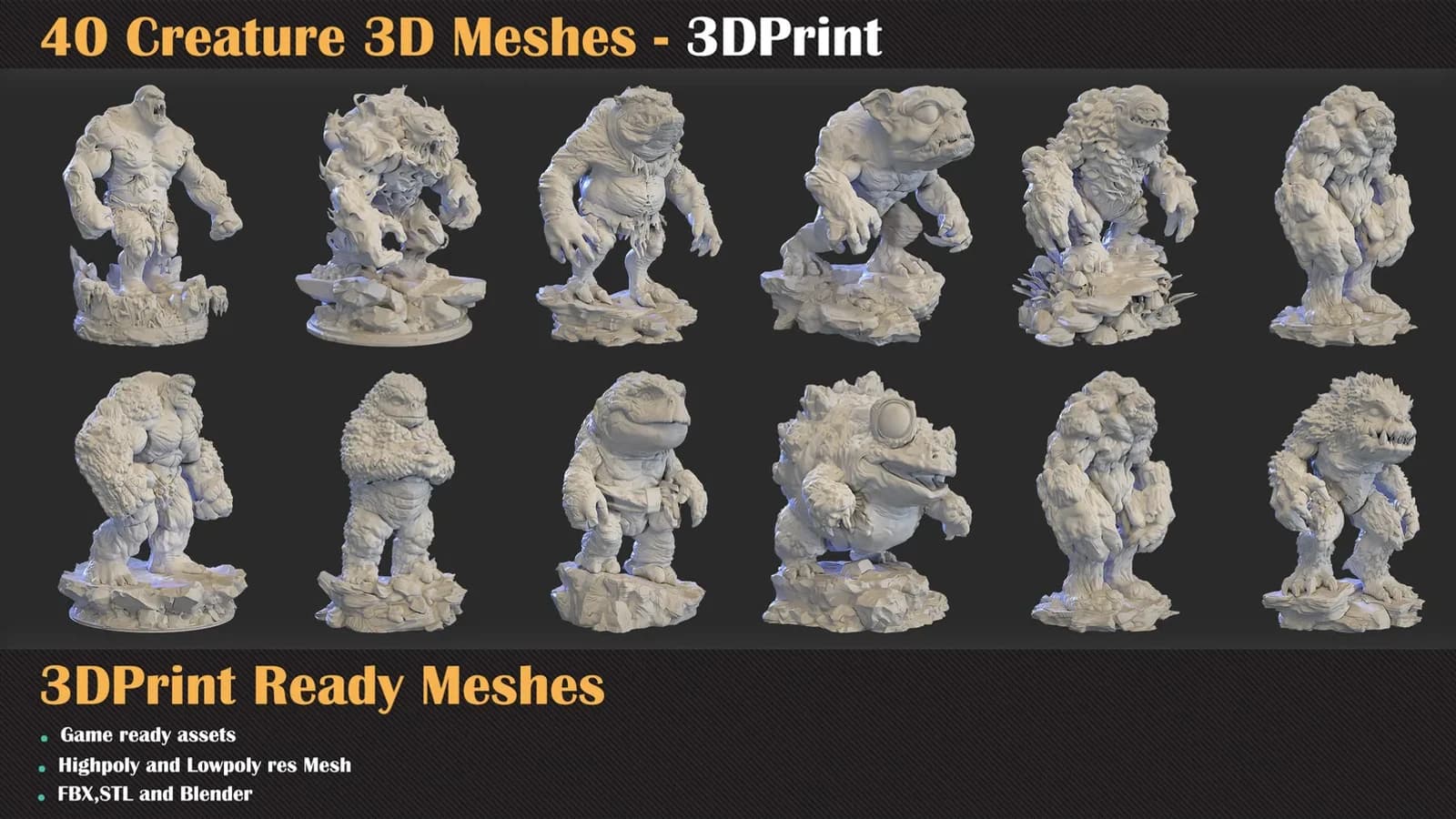 40 Creature 3D Meshes – 3D Print — VOL 07 — preview 3