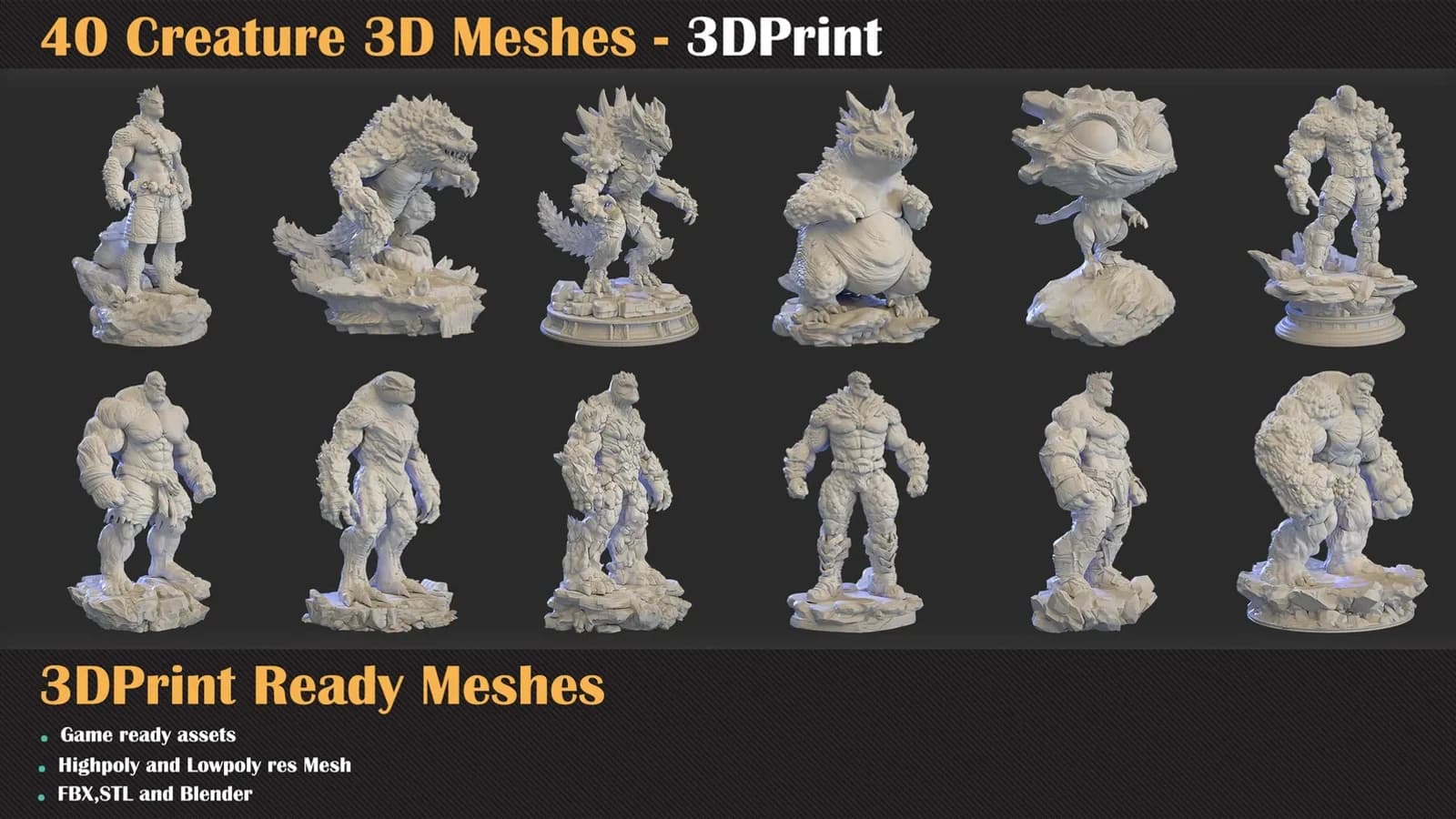 40 Creature 3D Meshes – 3D Print — VOL 07 — preview 4
