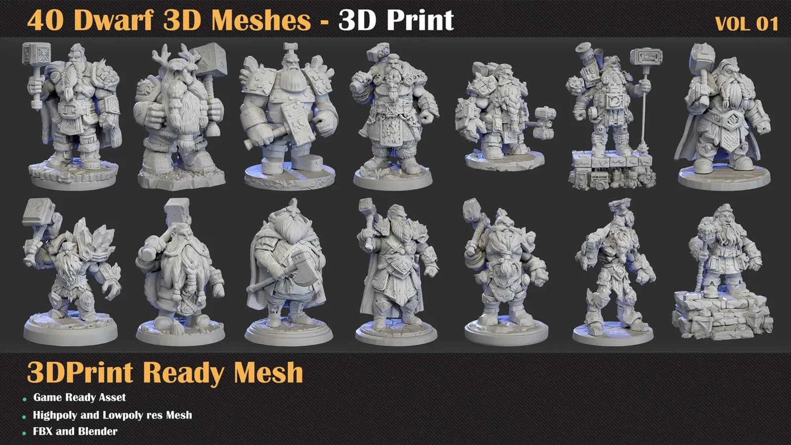 40 Dwarf – 3D Print Ready — VOL 01 — preview 2