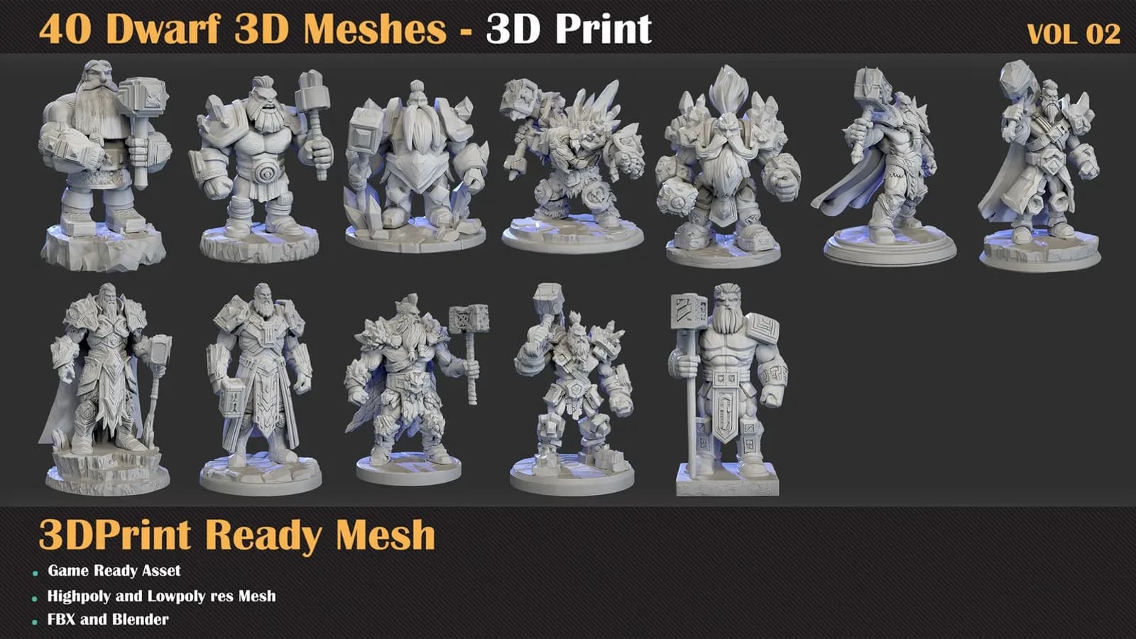 40 Dwarf – 3D Print Ready — VOL 02 — preview 2