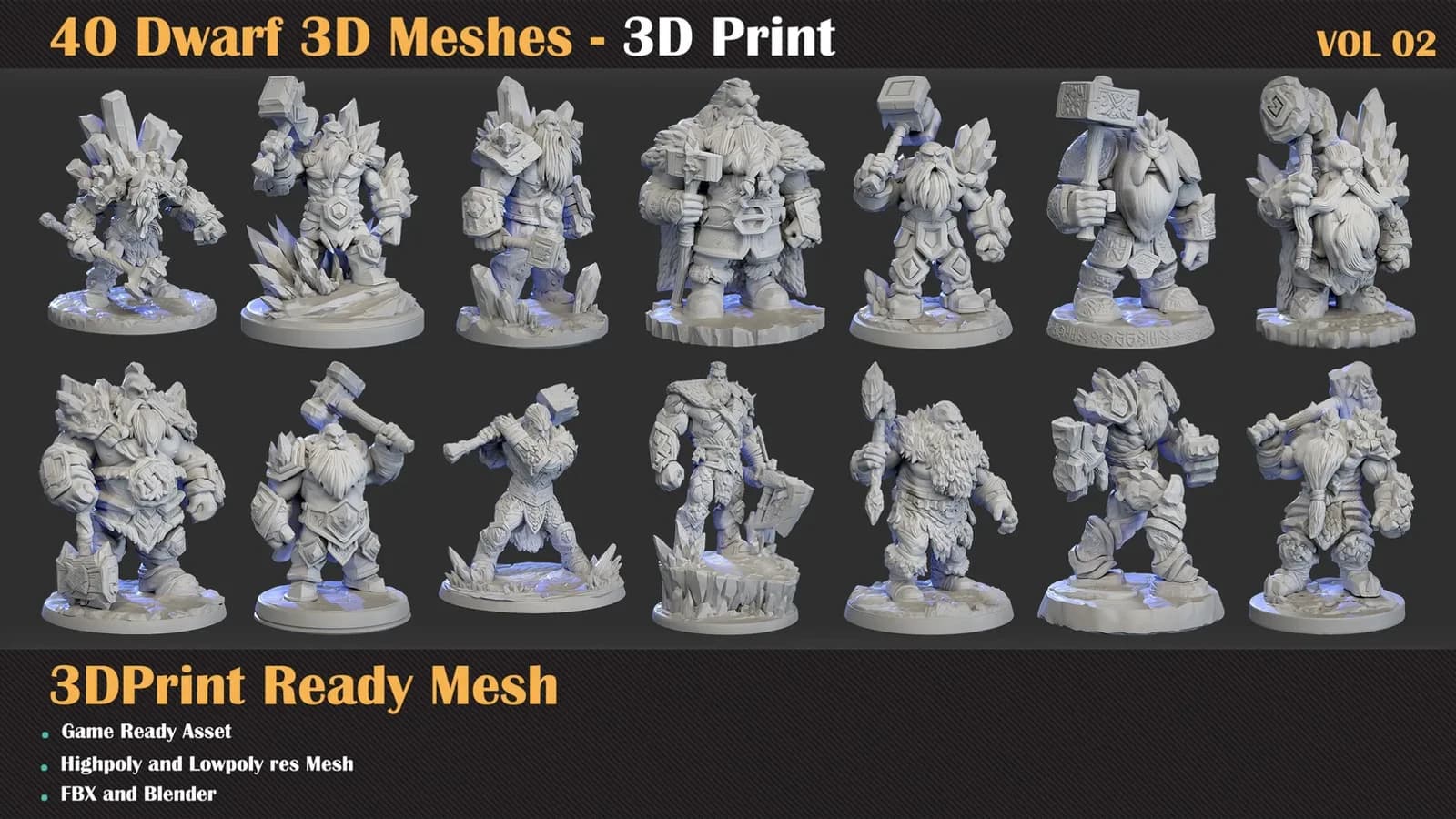 40 Dwarf – 3D Print Ready — VOL 02 — preview 3