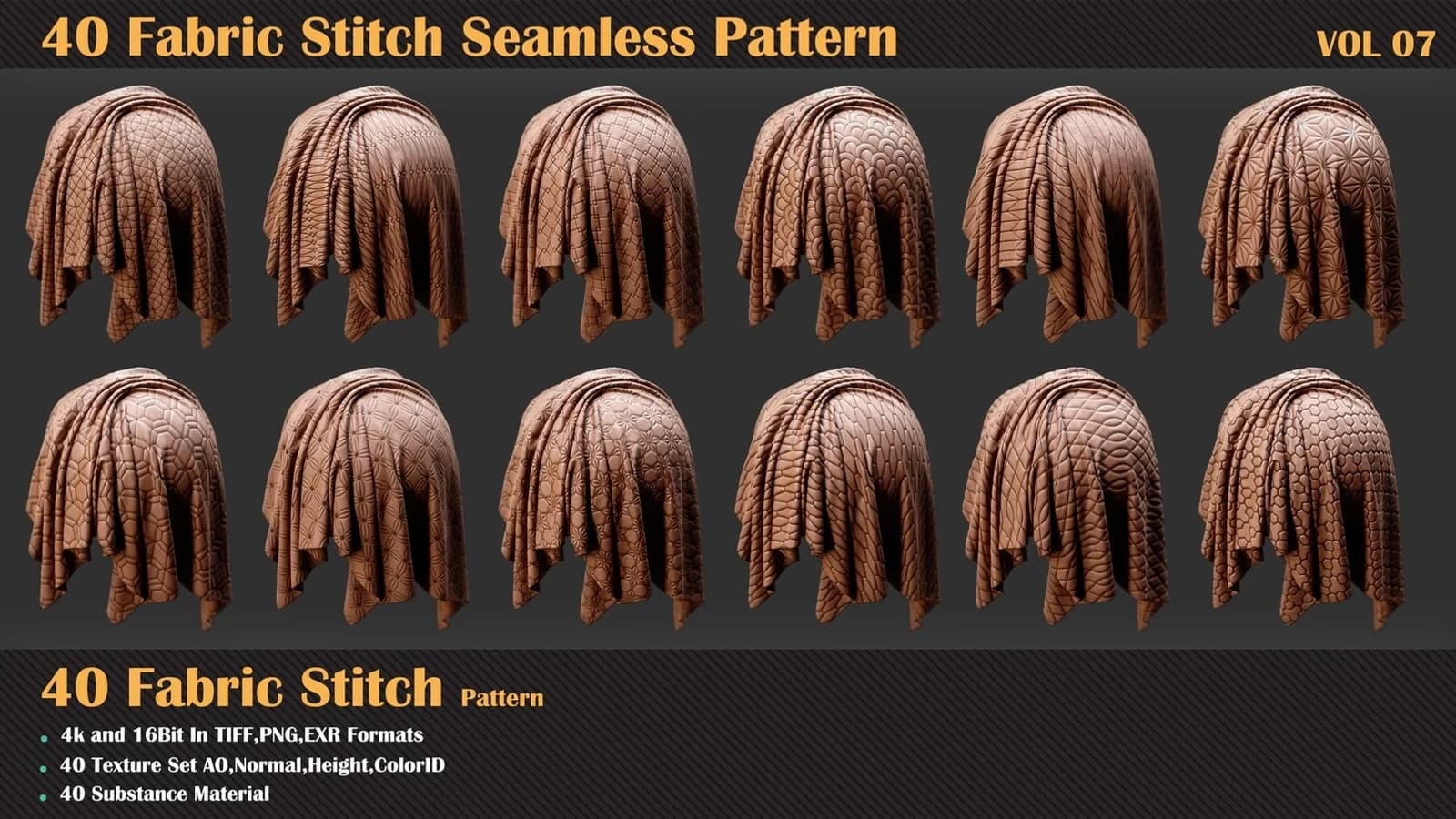 40 Fabric Stitch Seamless Pattern — VOL 07 — preview 5