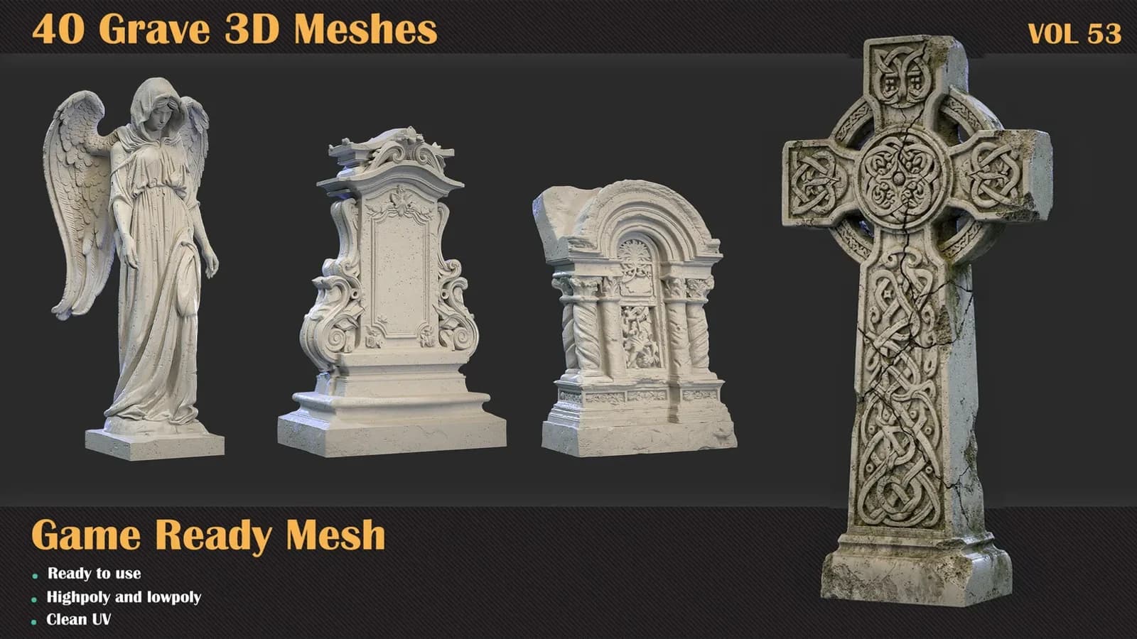 40 Grave 3D Meshes — VOL 53