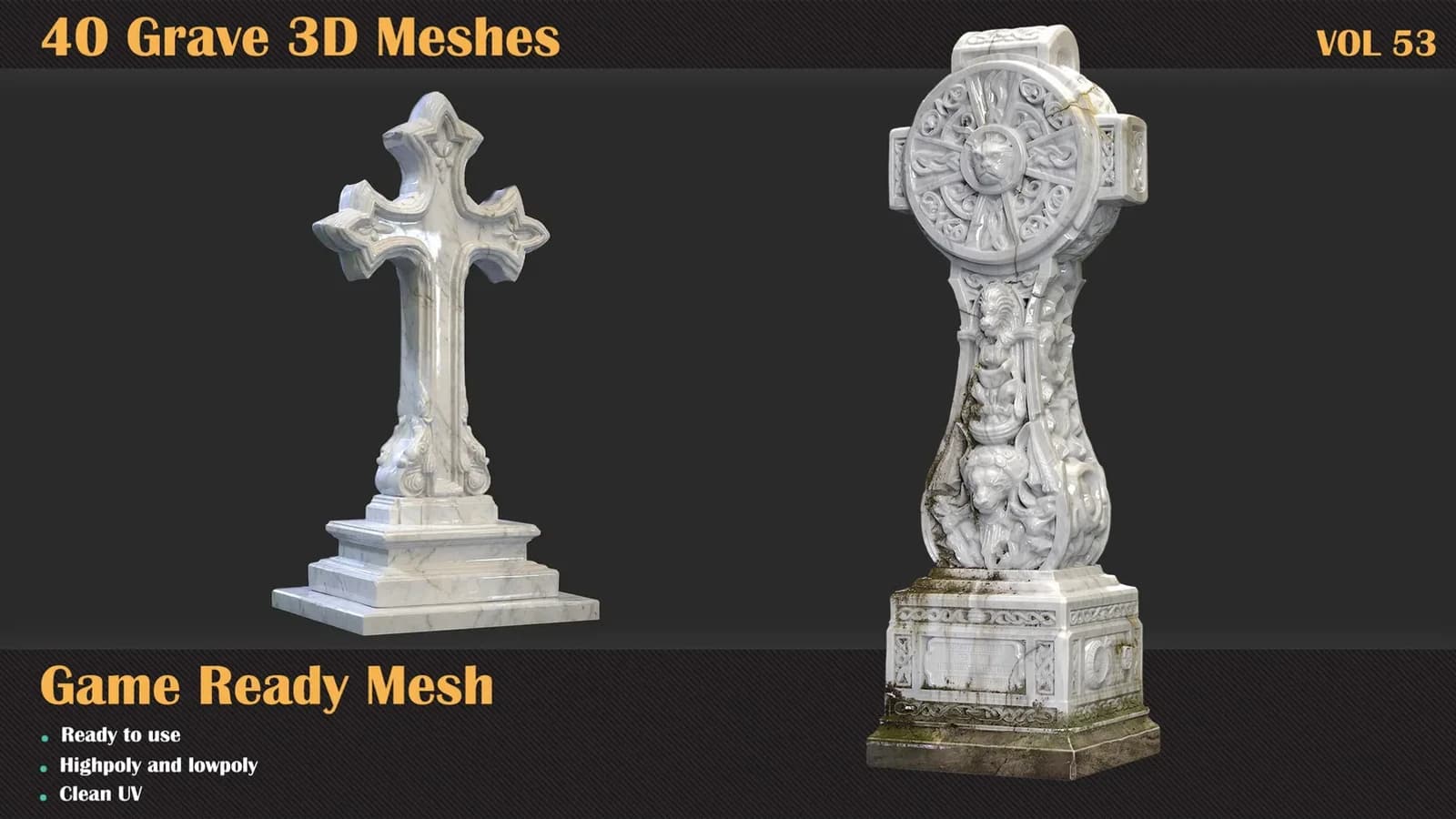 40 Grave 3D Meshes — VOL 53 — preview 2