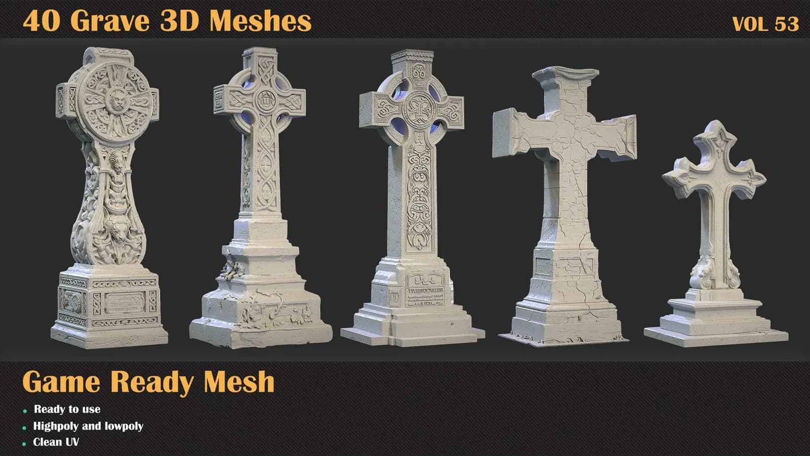 40 Grave 3D Meshes — VOL 53 — preview 8
